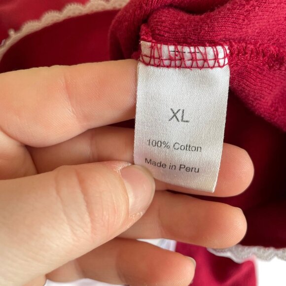 Cuddledown Long Sleeve Nightgown Size XL Red Cotton Lace Trim - Picture 6 of 7